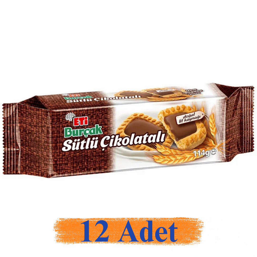 Eti Burçak Sütlü Çikolata Bisküvi 114 gr 12'Li