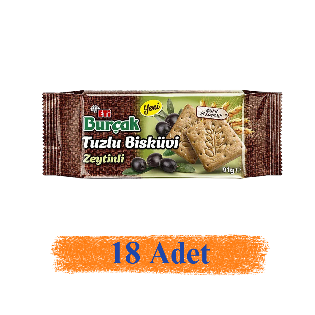 Eti Burçak Bisküvi Zeytinli 91 gr 18'Li