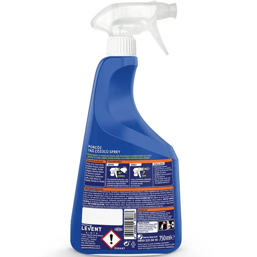 Porçöz Ekstra Güçlü Kireç Çözücü Sprey 750 Ml