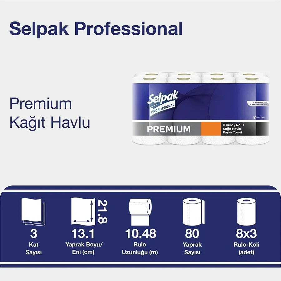 Selpak Professional Kağıt Havlu 3 Katlı 8'li