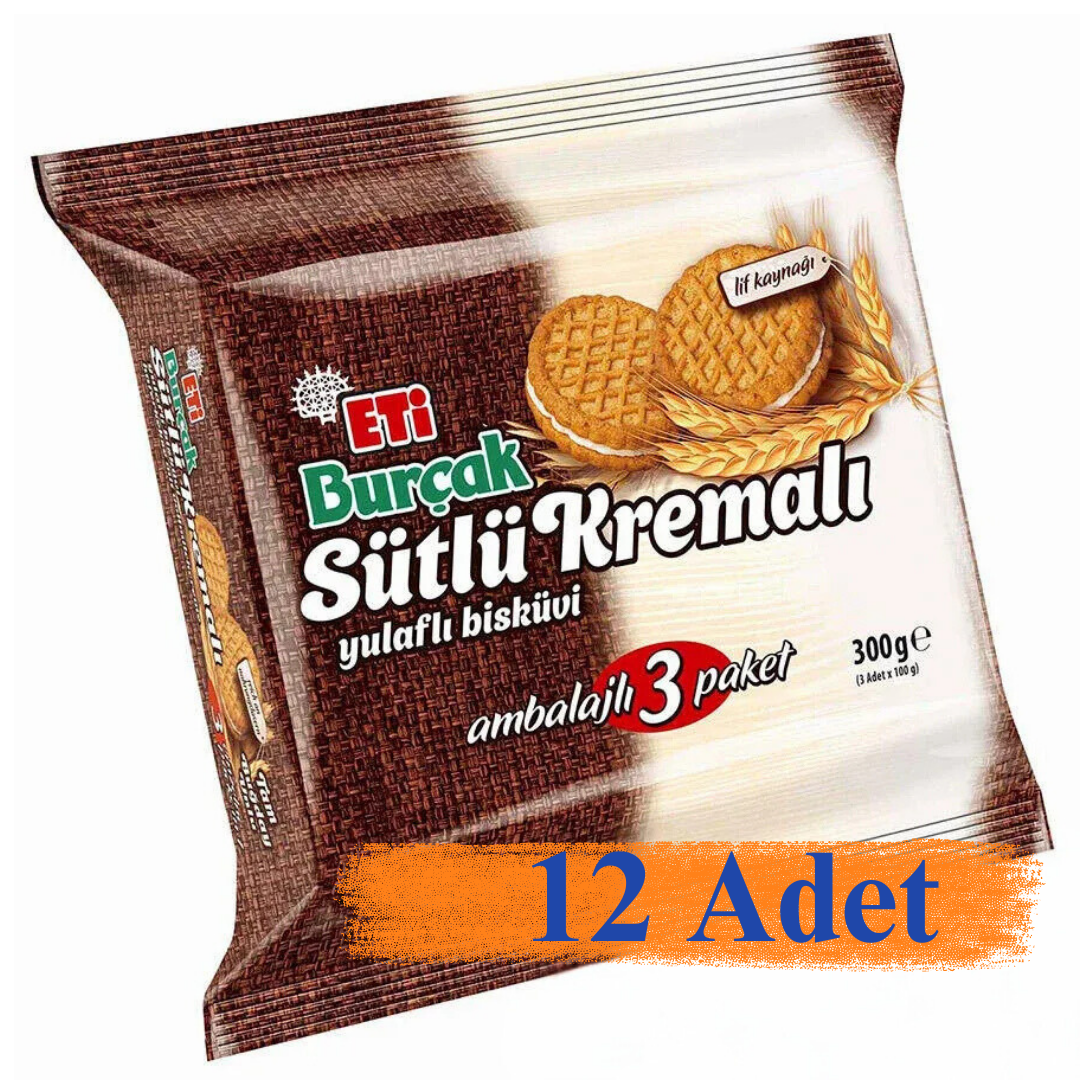Eti Burçak Sütlü Kremalı Bisküvi 100 gr 12'Li
