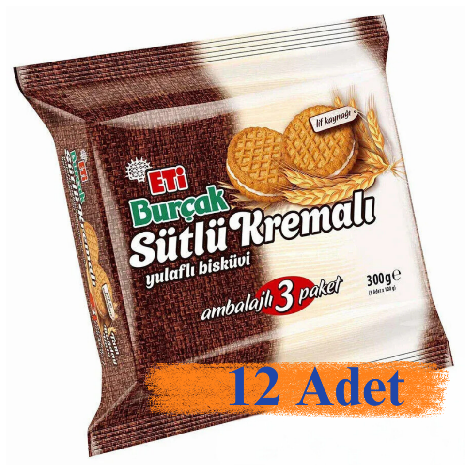 Eti Burçak Sütlü Kremalı Bisküvi 100 gr 12'Li