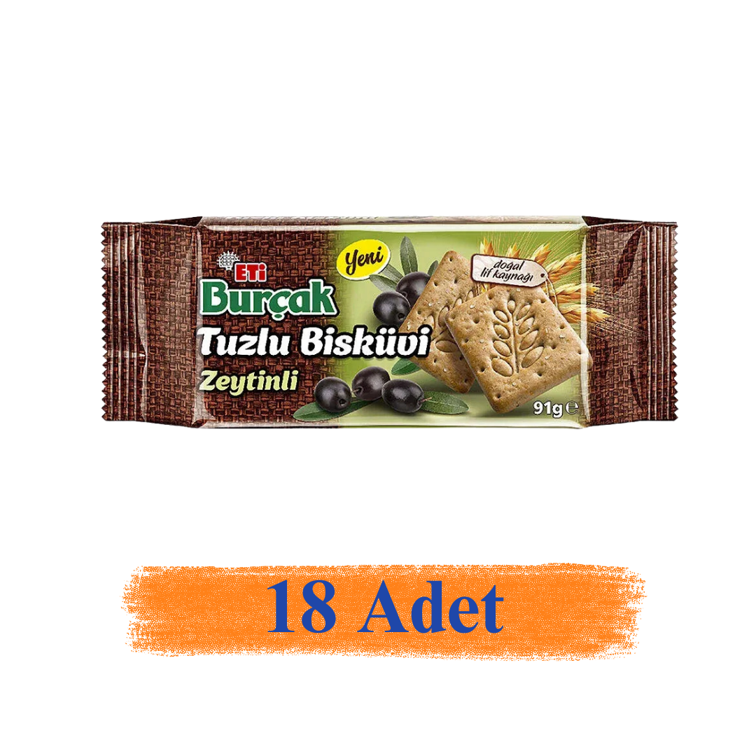 Eti Burçak Bisküvi Zeytinli 91 gr 18'Li