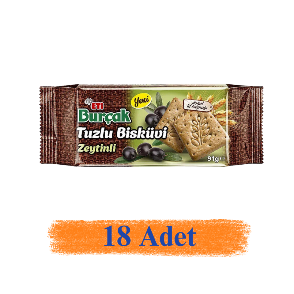 Eti Burçak Bisküvi Zeytinli 91 gr 18'Li