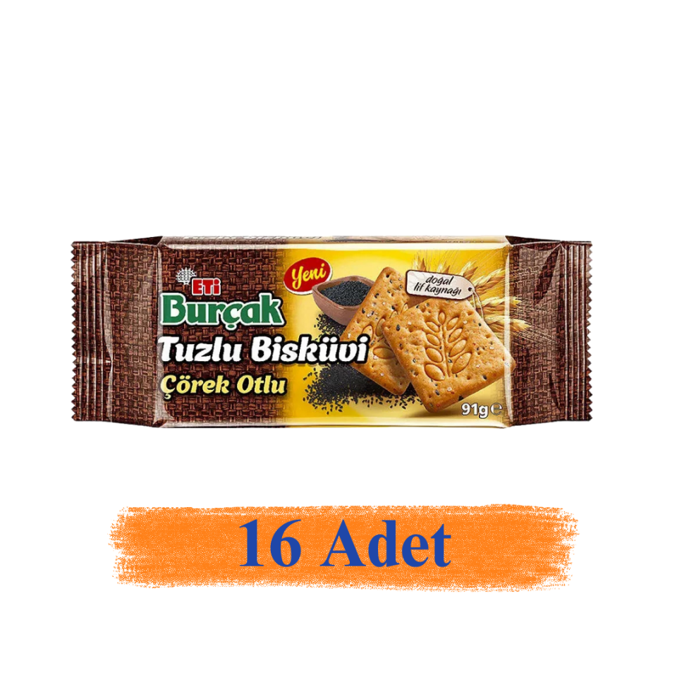 Eti Burçak Bisküvi Çörek Otlu 91 gr 16'Lı