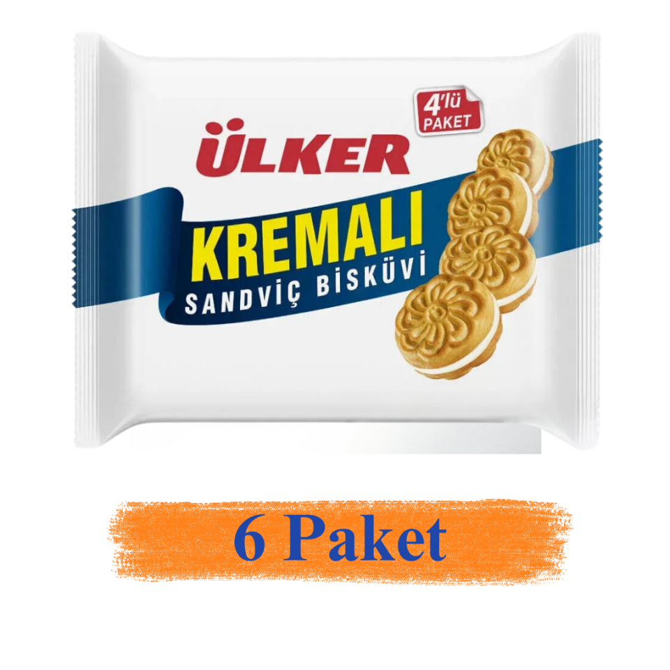 Ülker Kremalı Sandviç Bisküvi 61 g 6 Paket 24'Lü