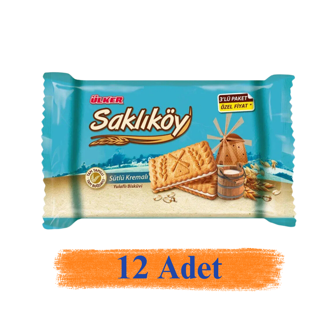 Ülker Saklıköy Sütlü Kremalı Bisküvi 88 gr 12'Li