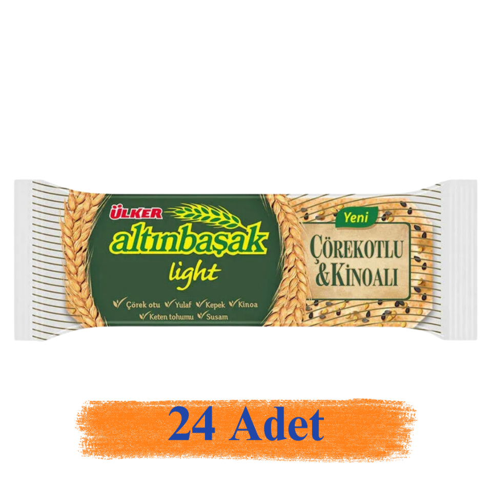 Ülker Altınbaşak Çörekotlu ve Kinoalı Light Bisküvi 40 gr 24'Lü