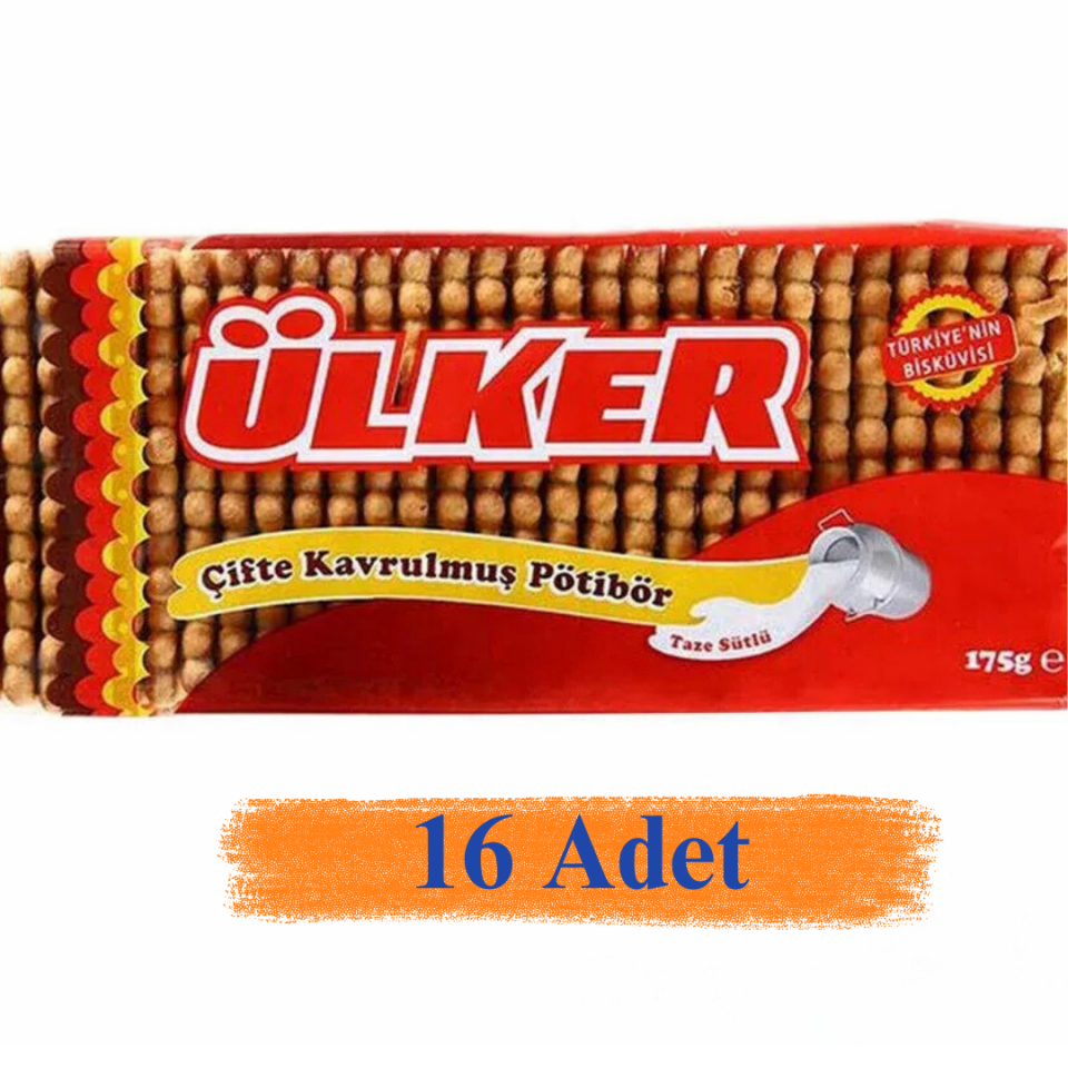 Ülker Pötibör Bisküvi Çifte Kavrulmuş 175 gr 16'Lı