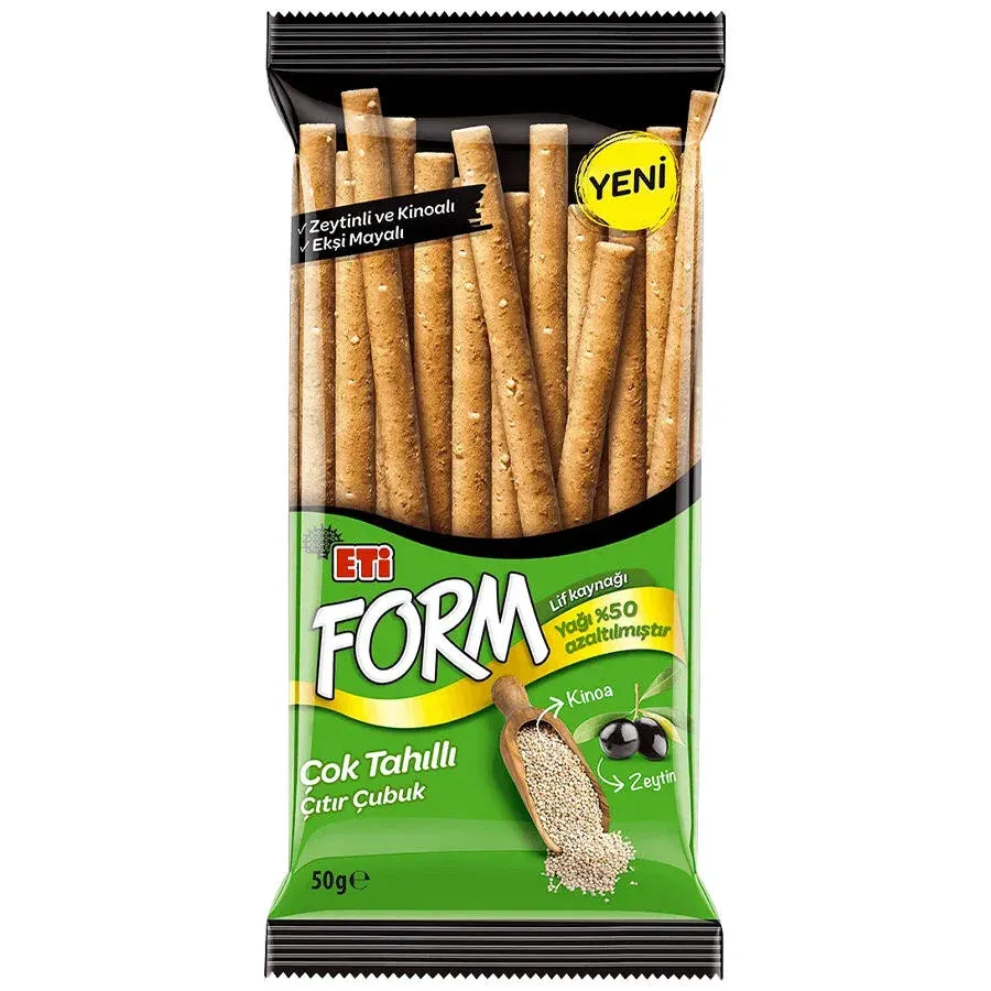 Eti Form Zeytinli Kinoalı Kekikli Çubuk Kraker 50 g 24'Lü
