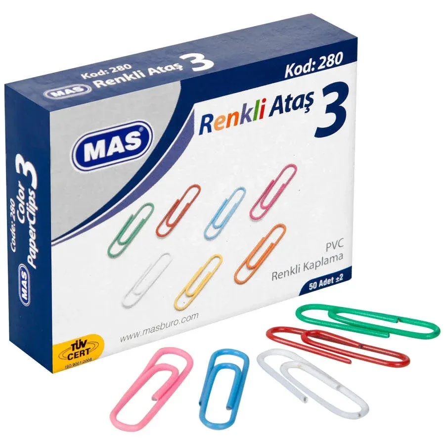 Mas 280 Oval Ataş 28 mm Pvc Kaplı 50'li Paket