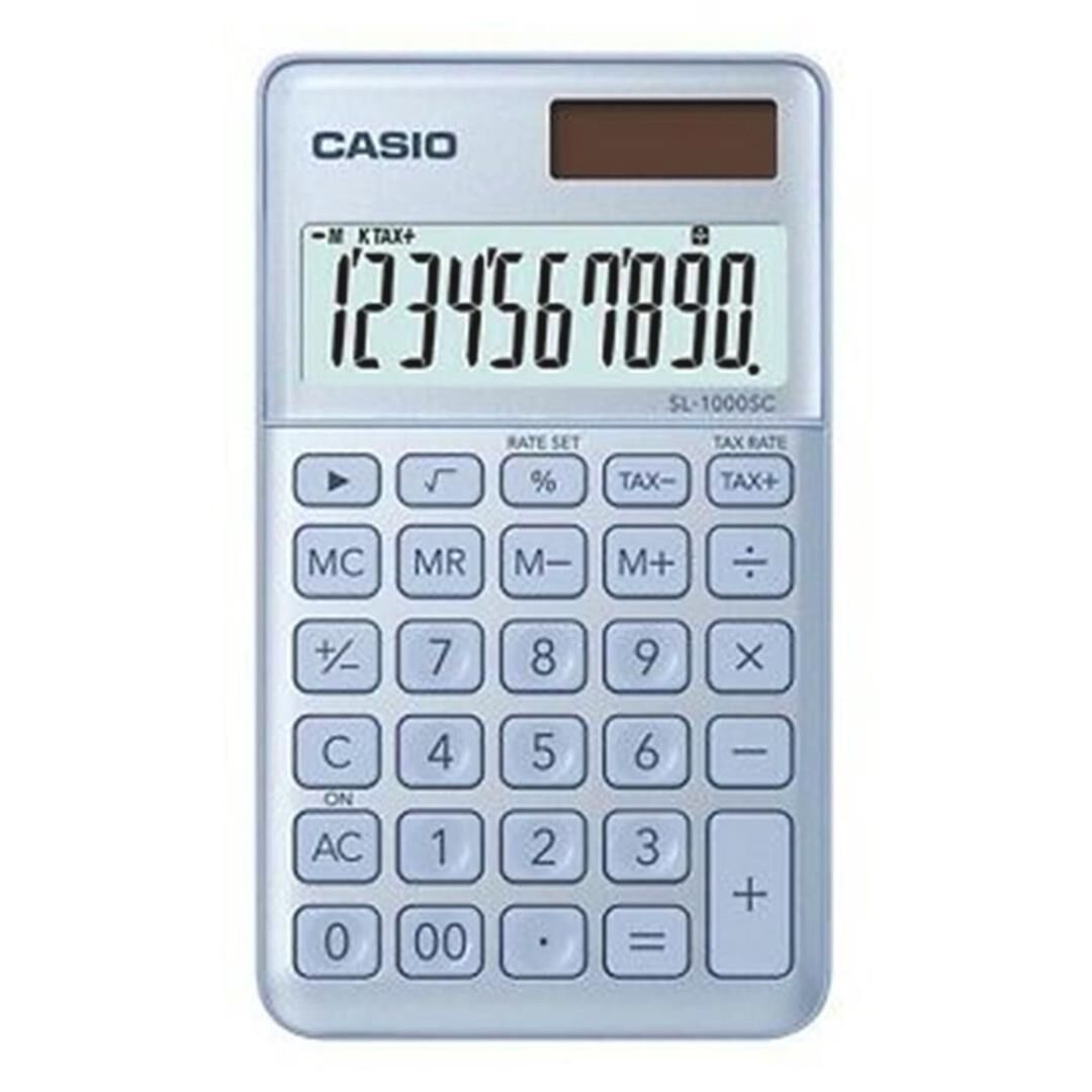 CASİO HESAP MAKİNESİ SL-1000SC-BU AÇIK MAVİ 10 HANE