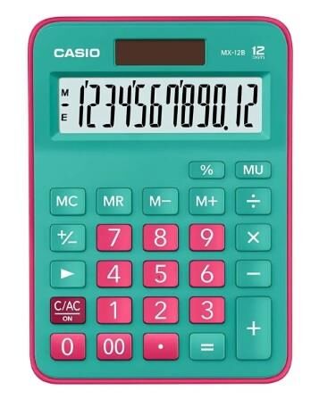 CASİO HESAP MAKİNESİ MX-12B-GNRD YEŞİL PEMBE 12 HANE