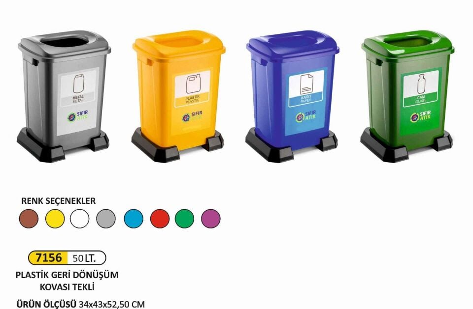 PLASTİK GERİ DÖNÜŞÜM KOVASI TEKLİ 50 LT