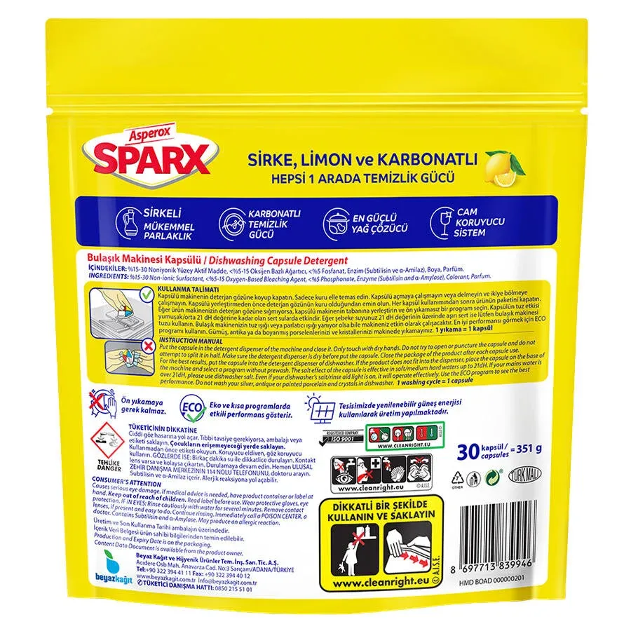 Asperox Sparx Hepsi Bir Arada Bulaşık Makinesi 30'lu Tablet