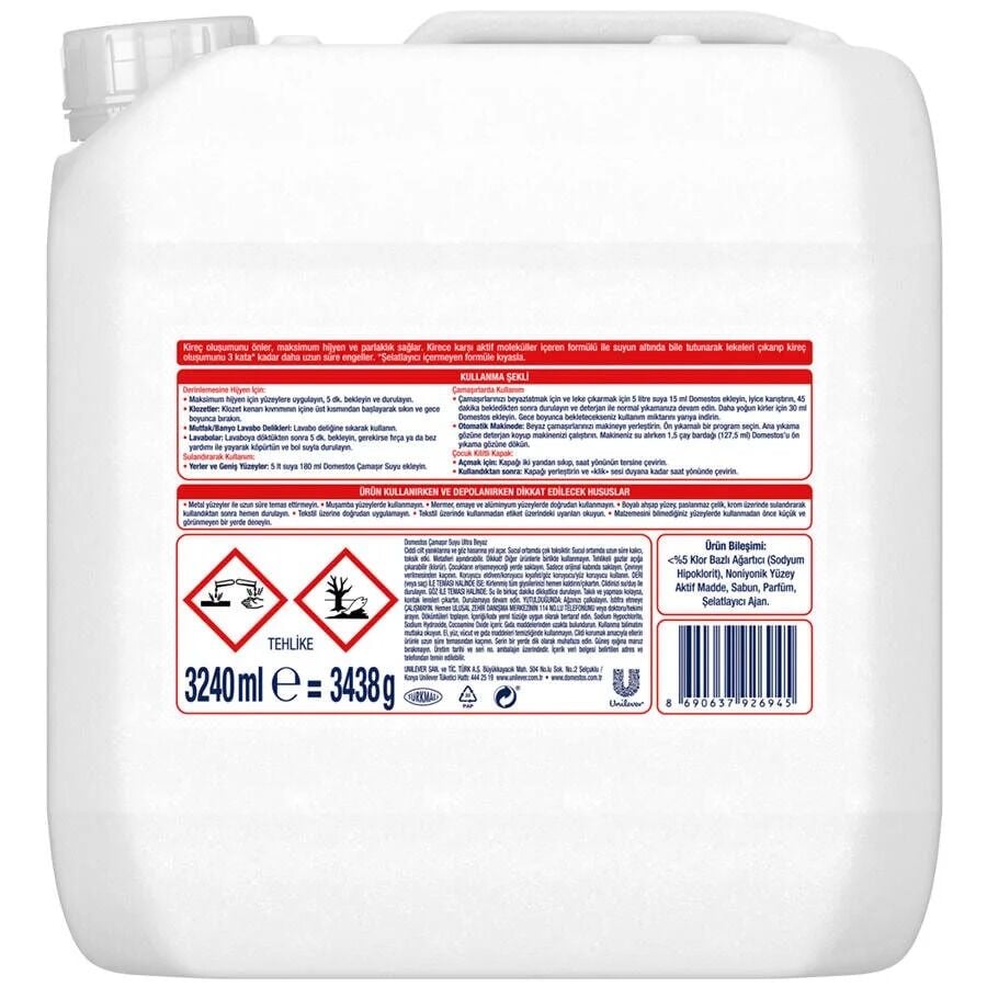 Domestos Çamaşır Suyu Ultra Beyaz 3.24 LT