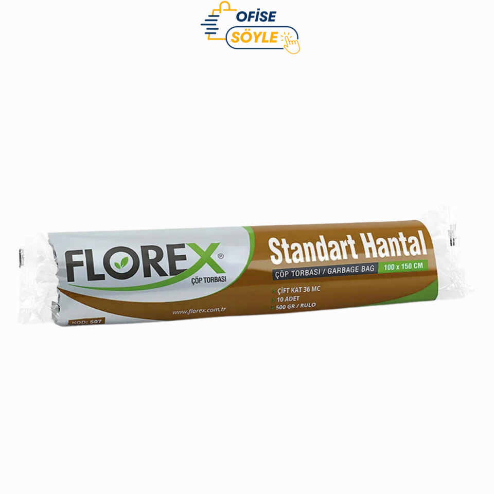 Florex Çöp Torbası Standart Hantal Boy 100 x 150 cm Siyah 10'lü Paket
