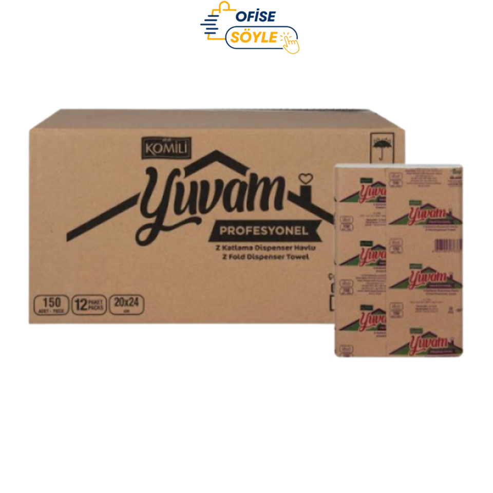 Komili Z Katlama Kağıt Havlu 20 x 24 cm 150 x 12 Paket (3,3 kg)