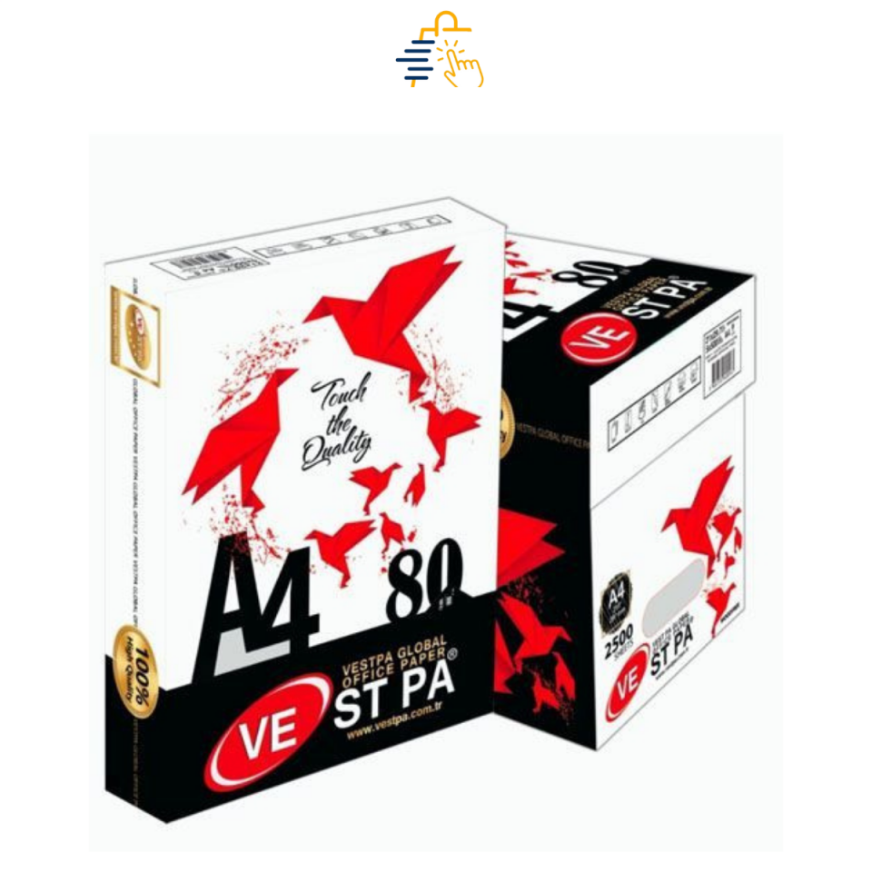Vestpa A4 Fotokopi Kağıdı 80 gr 1 Koli 5 Paket (2.500 Sayfa)