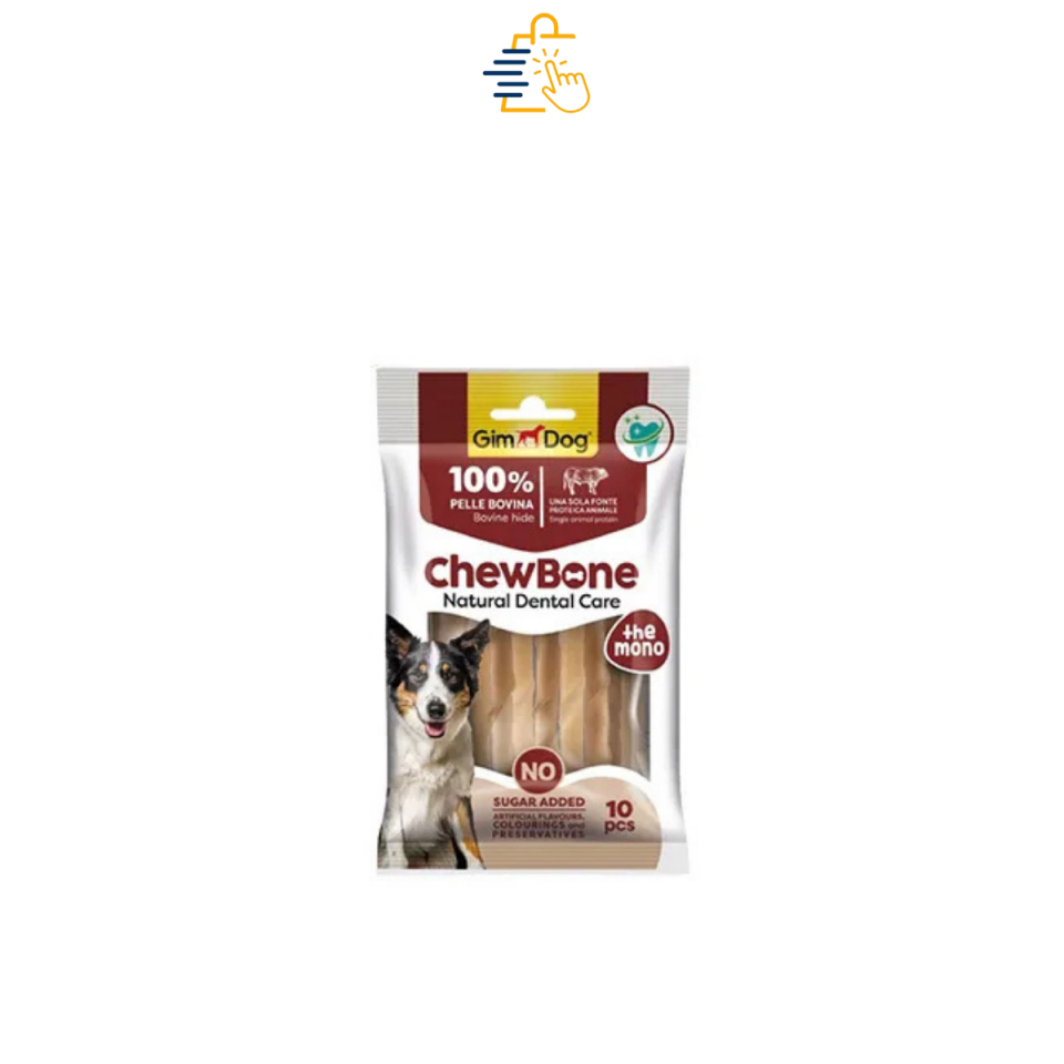 GimDog Rawhide Sticks Burgu Köpek Çiğneme Kemiği 10'lu