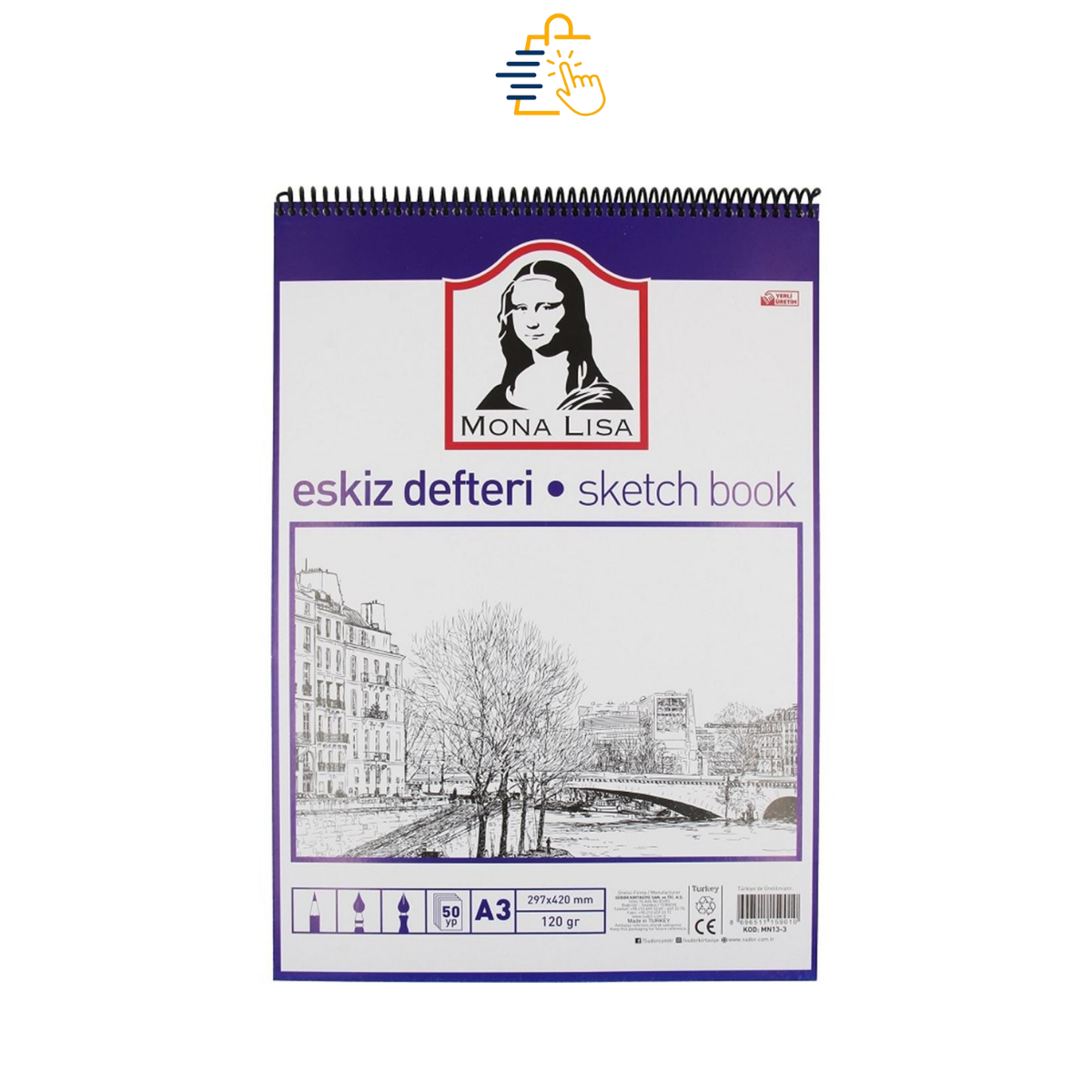 Monalisa Eskiz Defteri A3 Spiralli 120 gr 50 Yaprak