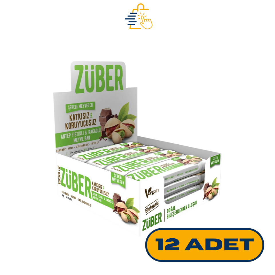 Züber Antep Fıstıklı ve Kakaolu Meyve Bar 40 gr x 12 Adet