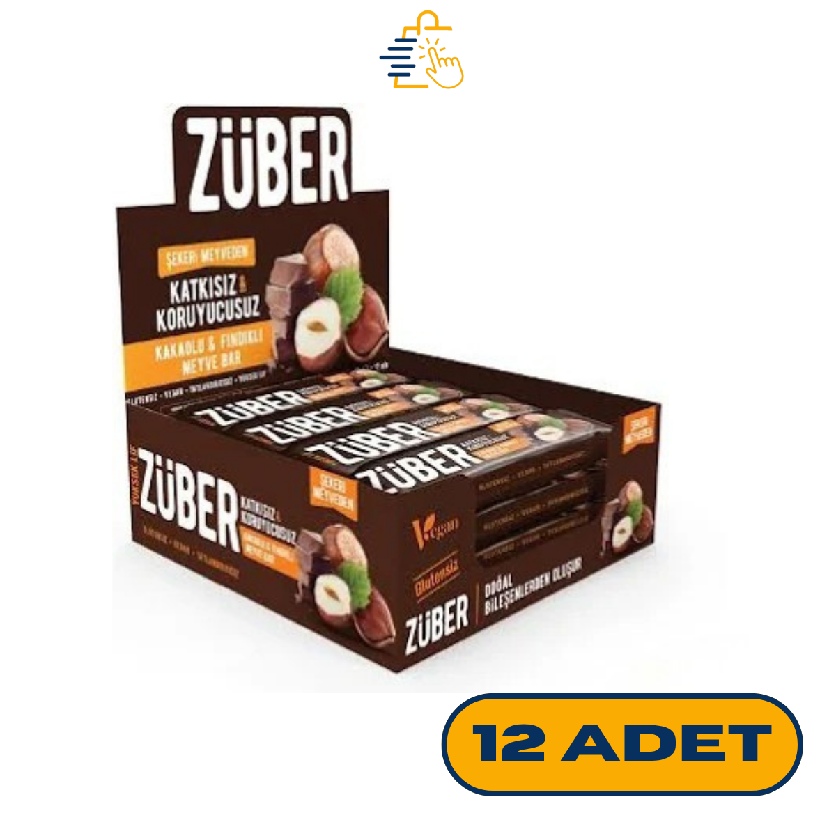 Züber Kakaolu ve Fındıklı Meyve Bar 40 gr x 12 Adet