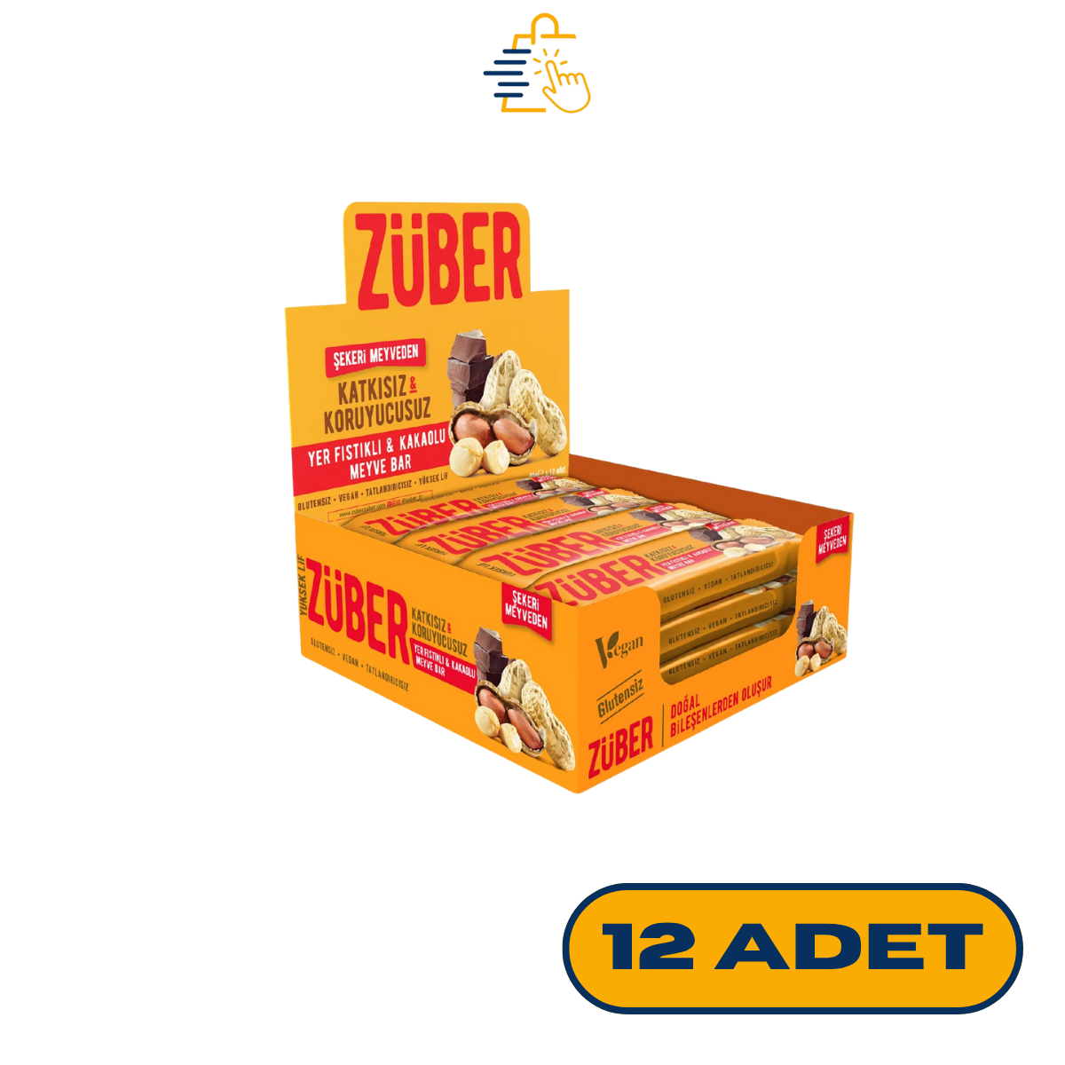 Züber Yer Fıstıklı ve Kakaolu Meyve Bar 40 gr x 12 Adet