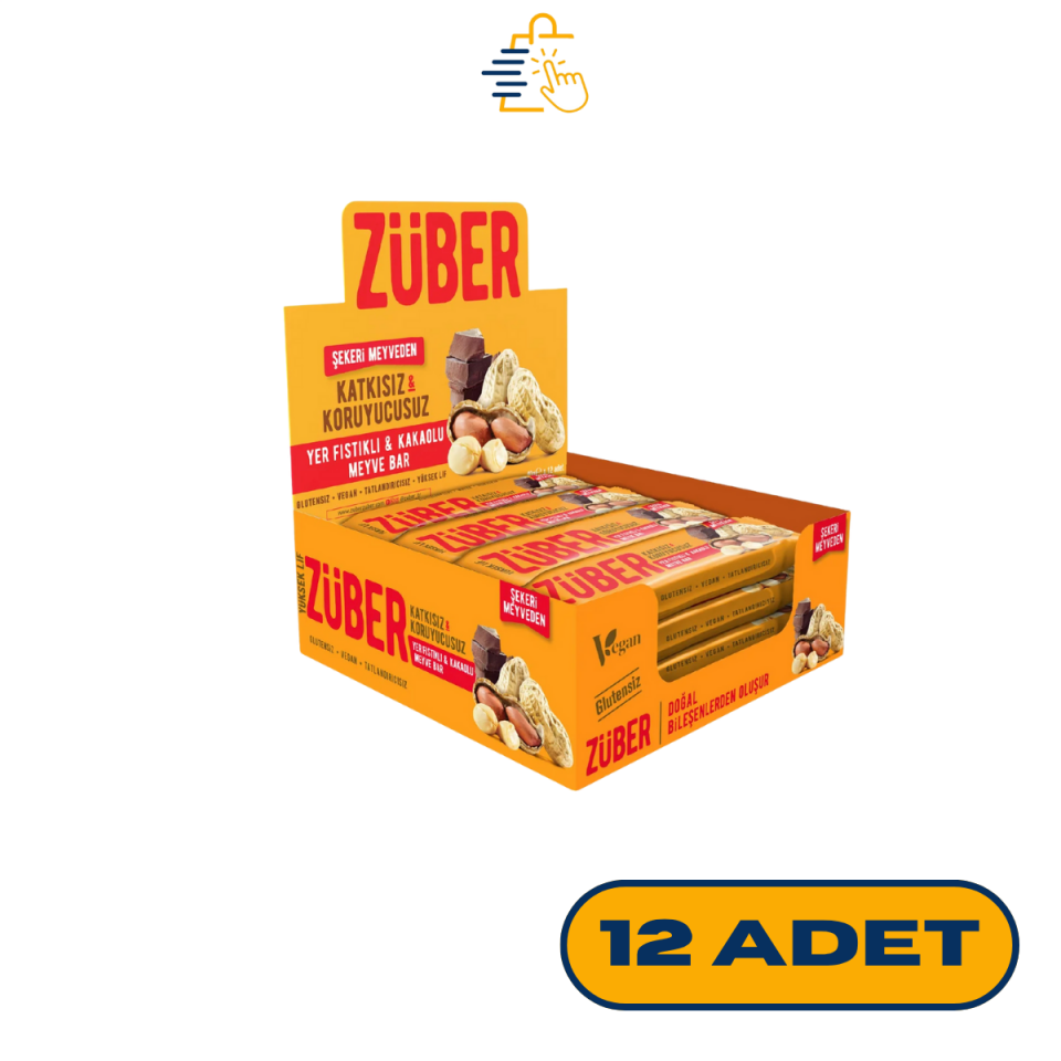 Züber Yer Fıstıklı ve Kakaolu Meyve Bar 40 gr x 12 Adet