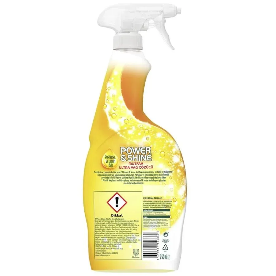 Cif Power & Shine Yağ Çözücü Mutfak Spreyi 750 ml