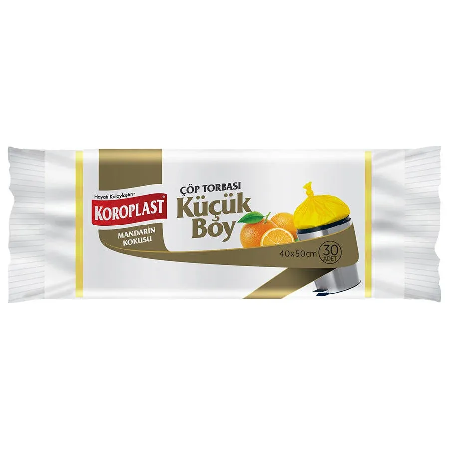 Koroplast Çöp Torbası Küçük Boy 40 cm x 50 cm Sarı Mandarin Kokulu 30'lu Paket