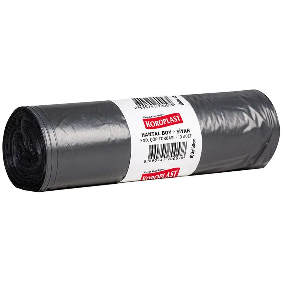 Koroplast Çöp Torbası Endüstriyel Hantal Boy 100 x 150 cm Siyah 10'lu Paket