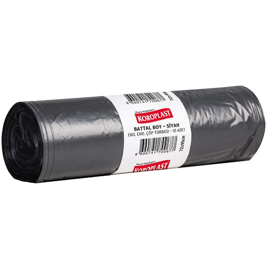 Koroplast Çöp Torbası Eko Endüstriyel Battal Boy 72 x 95 cm Siyah 10'lu Paket