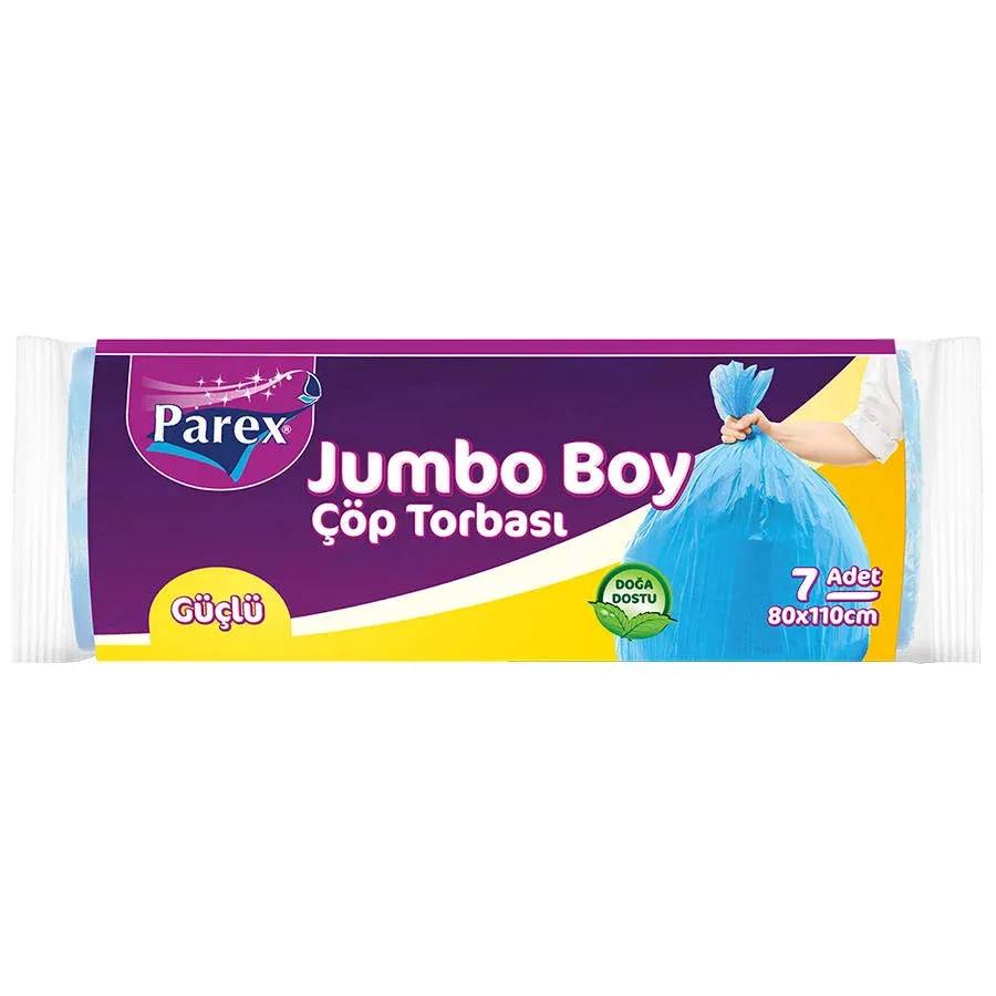 Parex Güçlü Çöp Torbası Jumbo Boy 80 cm x 110 cm Mavi 7'li Pakat