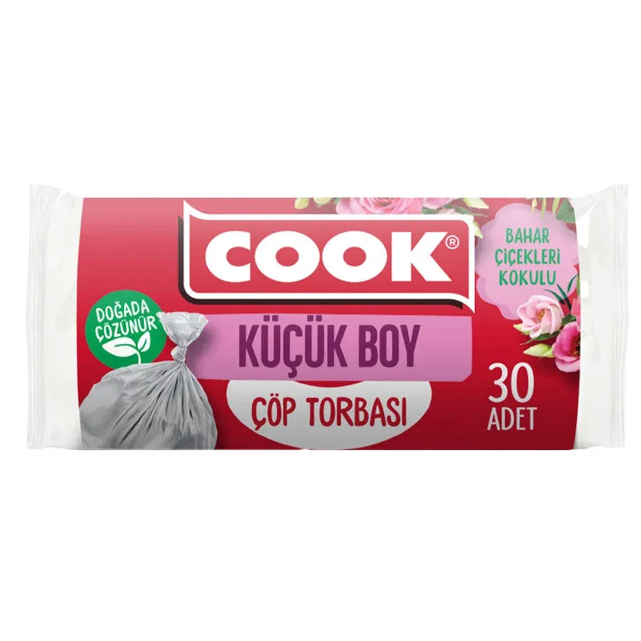 Cook Çöp Torbası Küçük Boy 40 x 47 cm Gri Bahar Çiçekli Kokulu 30'lu Paket