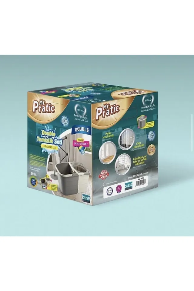 MR.PRATİC Double Temizlik Seti Ayrılabilir Çift Hazneli 360 Döner Mop 19lt