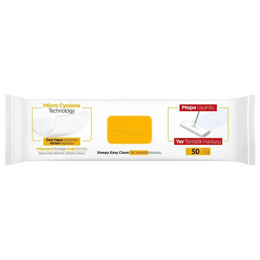 Sleepy Easy Clean Arap Sabunu Katkılı Mopa Uyumlu Yer Temizlik Havlusu 50 Yaprak